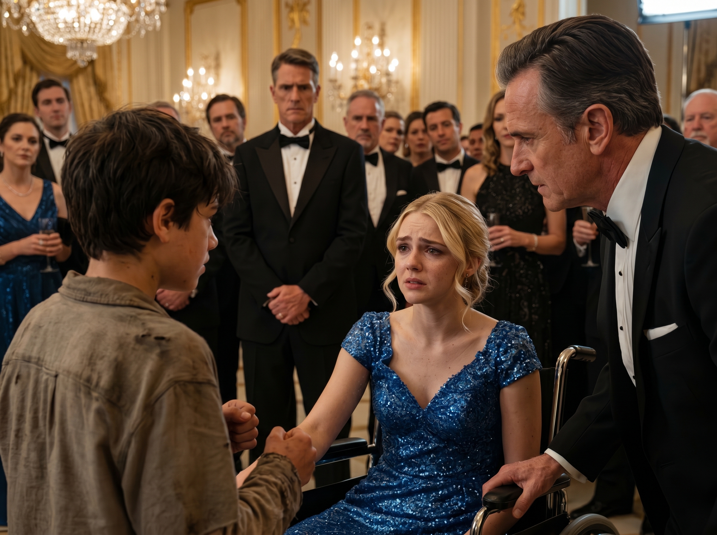 "He tried to shame the poor boy in front of the whole ballroom… until his daughter in the wheelchair reached for the boy’s hand".