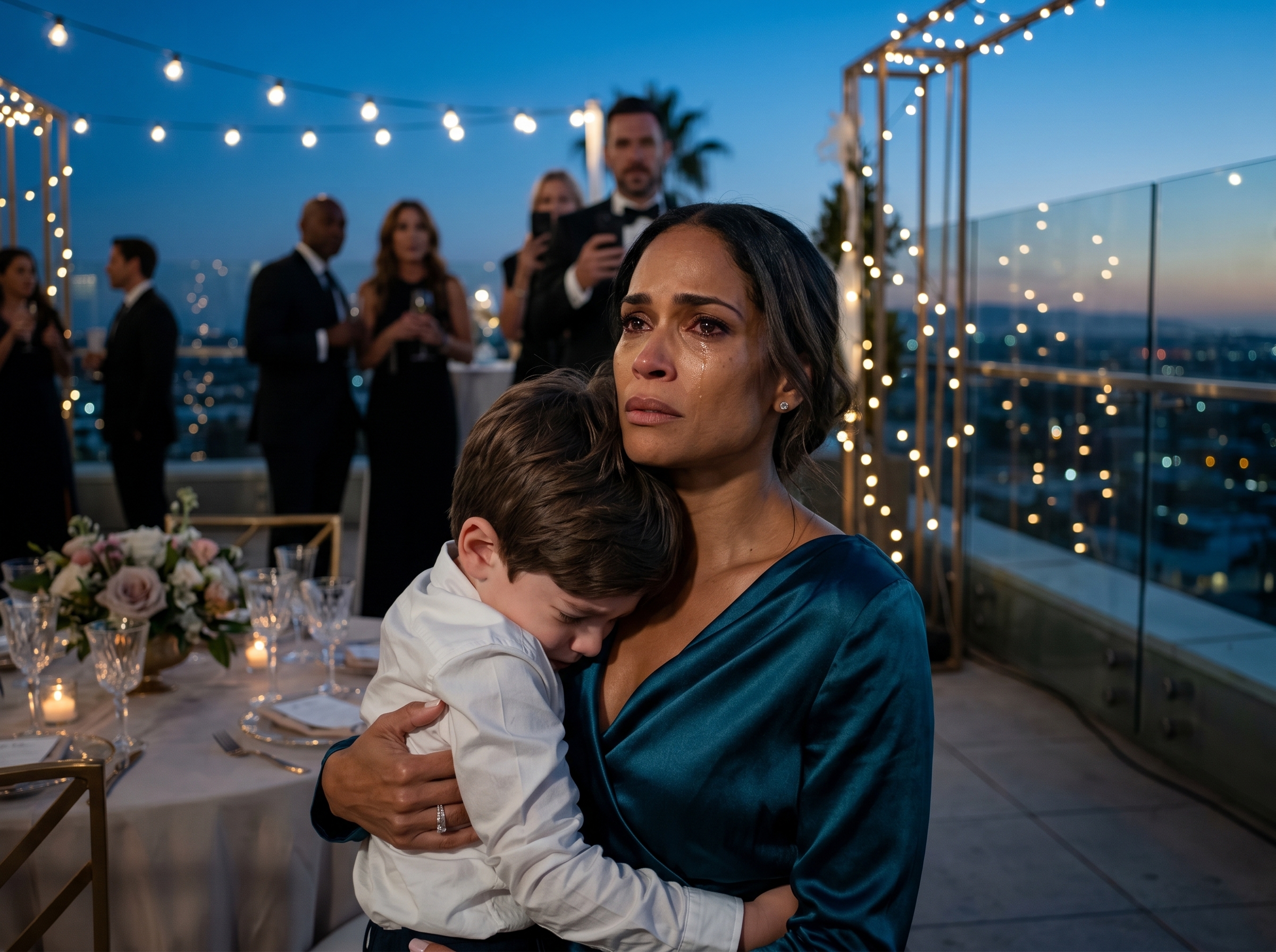 "Everyone at the rooftop party thought she was crazy for grabbing that little boy—until he cried into her arms, “Grandma told me you were dead.”