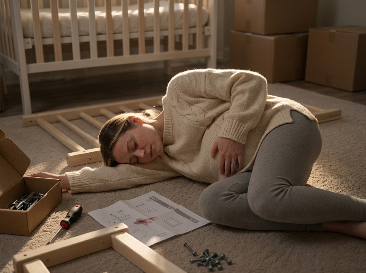“He kept saying he was too busy to build the crib… until he found his pregnant wife asleep on the nursery floor beside every unfinished piece.”