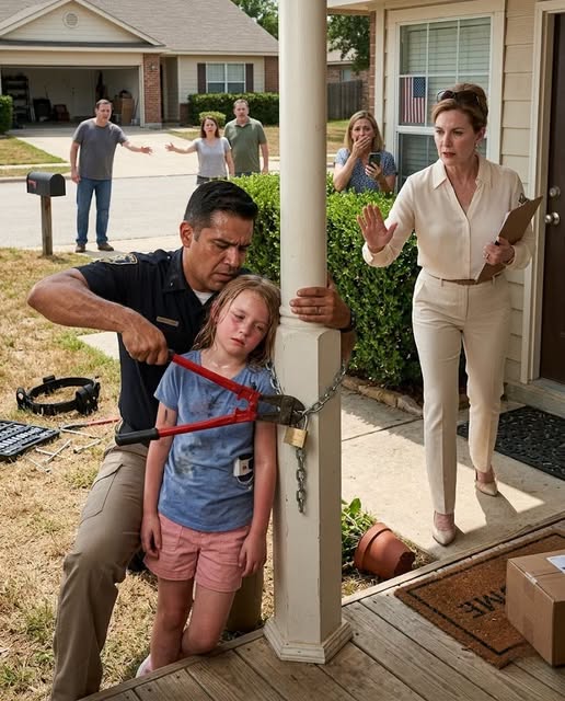 After 19 years as a sheriff, my worst scene was on my own porch. The HOA president chained my sick daughter in Texas heat for a "rule violation" and said, "Sick or not, she stays secured." I lifted my bolt cutters, and the brass lock became the first thing she couldn't control anymore...