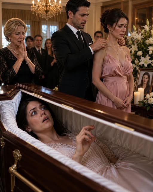Everyone thought I was dead… and while my family mourned beside my coffin, my husband quietly gave my sister the necklace I wore every day. Then I woke up inside my own funeral and heard him say the words that shattered everything: “Elena is dead. No one will ever know.”