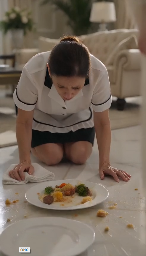 "She made the maid kneel for a mess she never expected someone else to recognize."