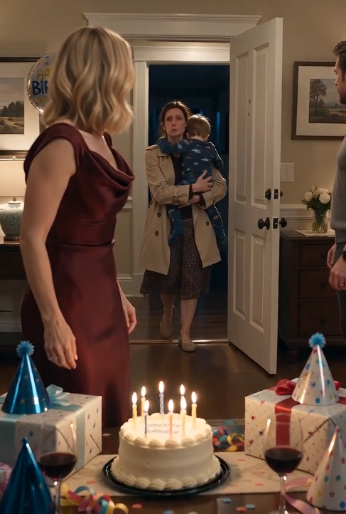 "She walked into his birthday party holding a little boy — and every candle on the cake suddenly felt like a lie."