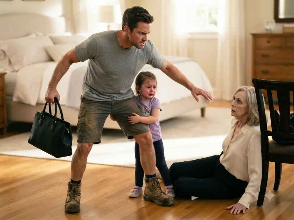 Ethan Thought He Had Walked In Just in Time to Protect His Baby Daughter—But the Moment She Pointed at Grandma’s Black Handbag, Marlene’s confidence vanished… and whatever he found inside made him look at his own mother with pure horror.
