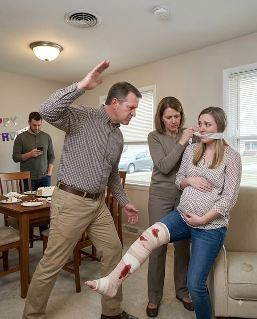 “If you’re careless enough to bleed on my birthday chair and embarrass me in front of everyone, Emily, then being pregnant doesn’t buy you sympathy—keep your mouth shut, take whatever punishment I decide, and remember that in this family even that baby in your belly doesn’t give you the right to disrespect me.”