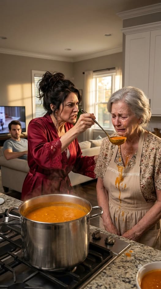 My daughter-in-law humiliated me in my own kitchen in front of the forty guests she had invited for Easter. “Maybe you should stay upstairs while real people celebrate.” My son didn’t defend me. He simply leaned against the refrigerator, smirking, and let her speak as if my home already belonged to them. I didn’t argue. I folded my apron, made one phone call, and quietly ended their party before it even began. They thought they had won. They had no idea the “old mother” they had just insulted had already prepared a surprise that would change their lives forever.