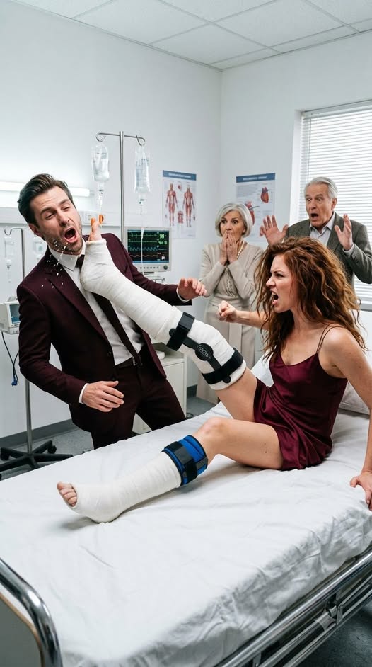 My in-laws severely injured my leg, and my husband cold-bloodedly remarked, "Let her lie there to learn submission." Three days later, they strutted into my hospital room to mock my state, unaware that I sat in silence, pulled out a voice recorder, and summoned my attorney... while the police were already executing a raid on their house.