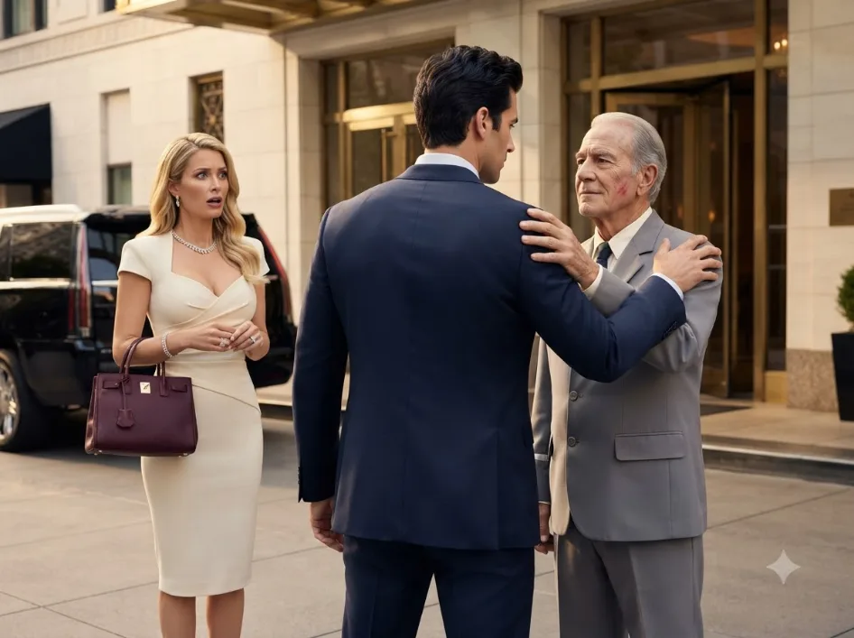 A rich woman slapped an elderly janitor for touching her designer purse—then her boyfriend looked at the man’s bruised face and asked, “Do you even know who you just humiliated?”