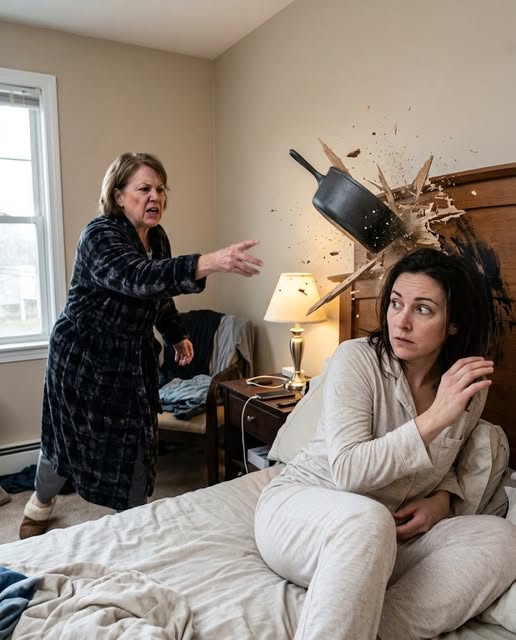 On my 32nd birthday, my mother-in-law hurled a cast-iron pot at my head and screamed, “Cook for my son, you lazy wife!” When it missed me and shattered the headboard, she sneered, “Lazy wives get replaced.” She thought I was too weak to fight back—until I opened the property folder and said, “This house is mine.”