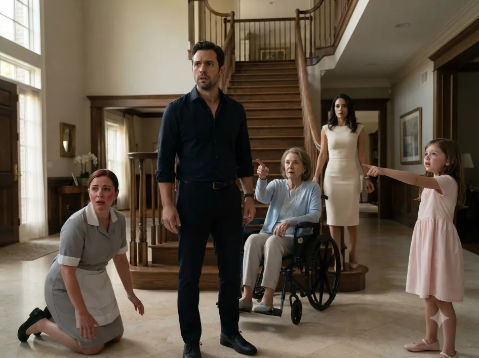 My Wife Framed Our Housekeeper for Shoving My Disabled Mother Down the Stairs—Then My Mute Daughter Showed Me Who Really Did It.