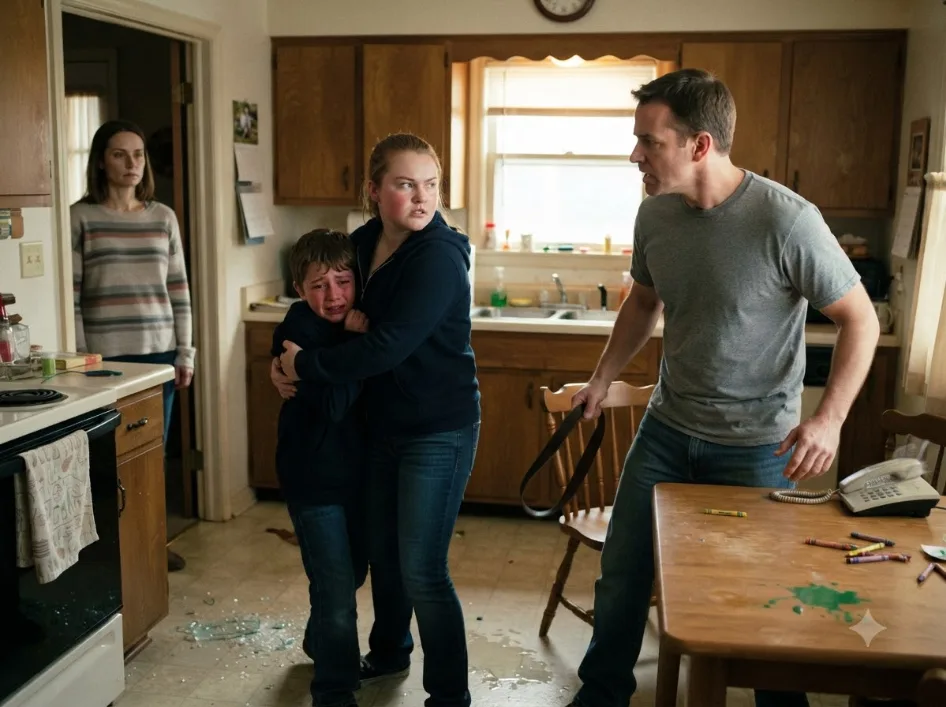 My Mom Stood There While Gary Terrorized My Little Brother—Then Three Knocks at the Door Made Both of Them Turn Pale.