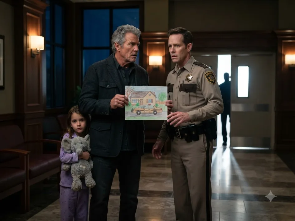 The deputy called my granddaughter confused… until she pointed at the sheriff cruiser she had drawn outside our house before her father ever left.