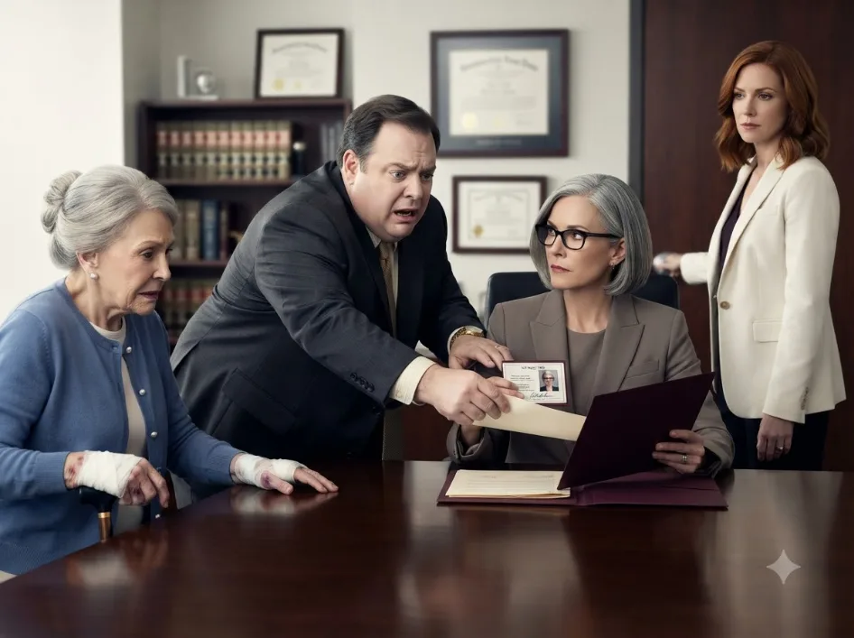 At Grandma’s will reading, my uncle shoved a property transfer in front of her bruised, bandaged hand and laughed, “Old women don’t need houses.” Then the notary read the name of the person who supposedly witnessed Grandma sign it—and my uncle went completely pale.