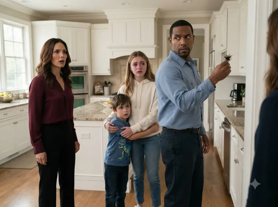 My stepmother dragged me across the kitchen while my little brother screamed for her to stop—she never realized Dad had come home early and was standing right behind her.
