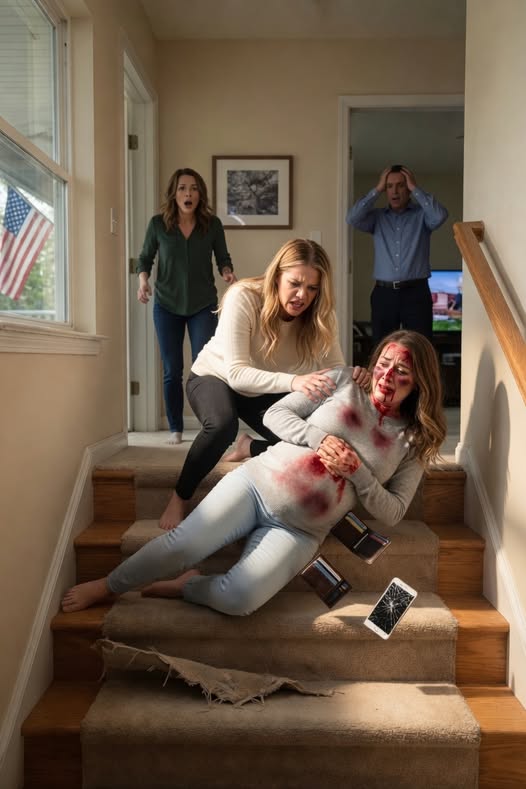My sister shoved me down the staircase when I was eight months pregnant. “Say sorry for upsetting her,” my mother ordered while I was bleeding. “You know how much pressure she’s under because of the divorce.” I apologized. Then I placed a single phone call. They had no clue what I was going to do next...