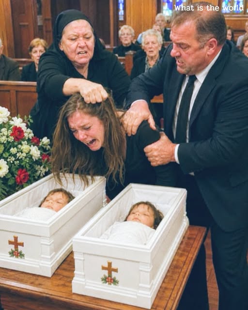 At the funeral of my twins, who died in their sleep, my mother-in-law said, “God took them because He knew what kind of mother they had!” I lost it and yelled, “Will you at least be quiet today?” She slapped me, grabbed my head, and slammed it against the coffin, whispering, “Shut up or you’ll end up in there.” But then my daughter screamed… Her tone was venomous, and the room went cold.