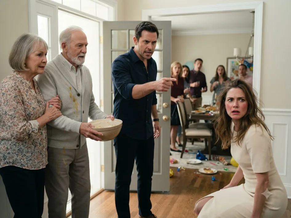She Dumped Her Husband’s Mother’s Homemade Soup Over His Parents and Threw Them Out of Her Birthday Party—But She Had No Idea He Had Seen Everything… or What Her Final Threat Would Set in Motion.
