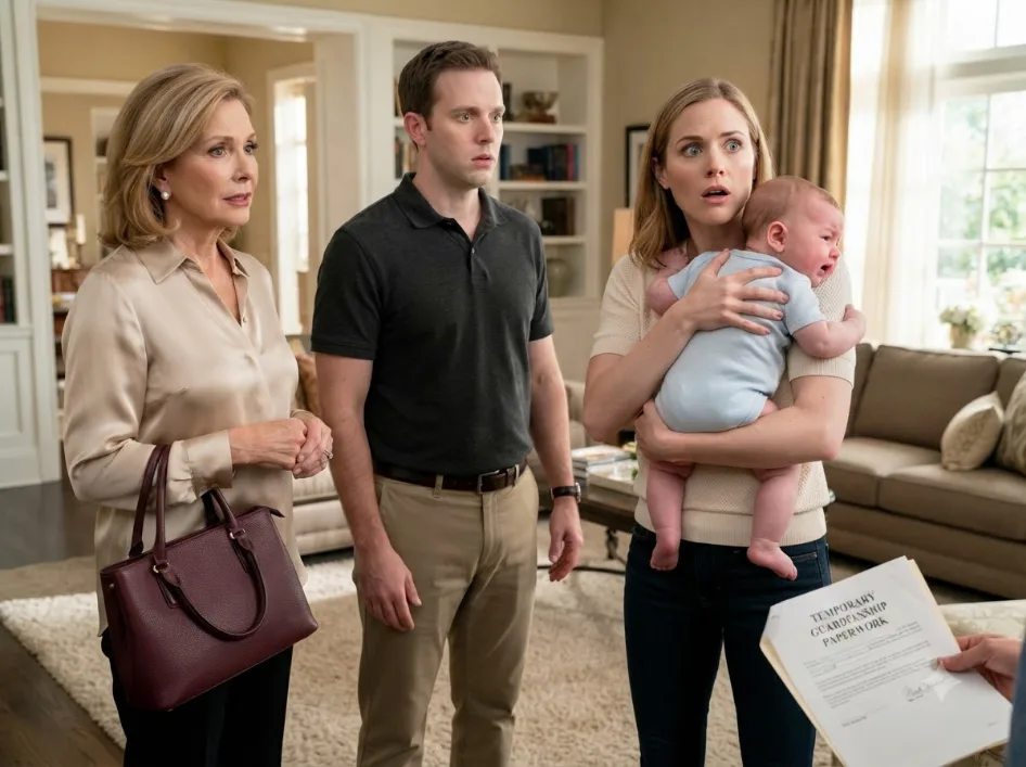 My mother-in-law told me I’d soon lose the right to make decisions for my own baby—then a guardianship form fell from her purse with my husband’s signature on it.