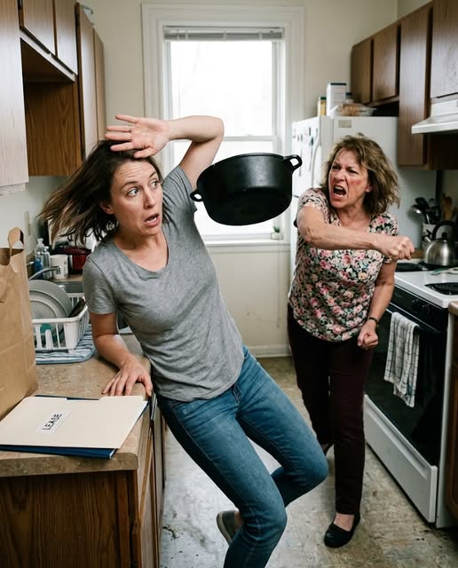 “My mother-in-law hurled a cast-iron pot at my head on my birthday and screamed, ‘Cook for my son or get out of his house’—she had no idea the deed in my hand proved she’d been lying to him for years.”