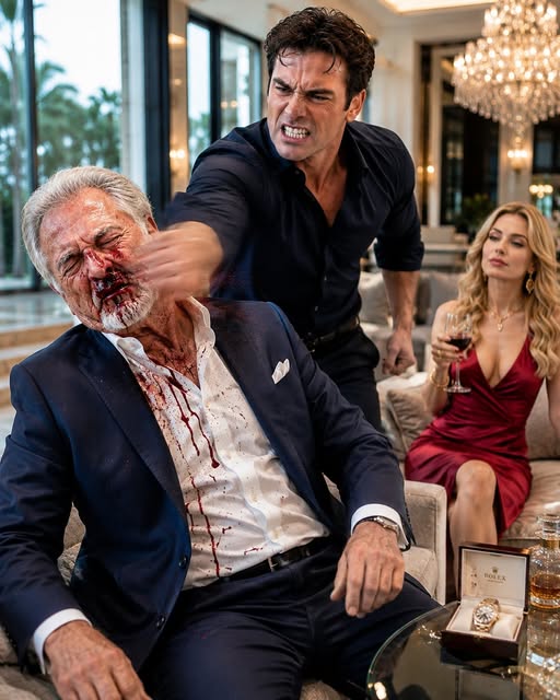 Thirty slaps. That was how many times my own son hit me across the face at his thirty-second birthday party while his wife calmly watched with a wineglass in her hand. By the time blood filled my mouth, Ryan thought he had finally humiliated his old man—but he had no idea the Beverly Hills mansion beneath his feet had never belonged to him.