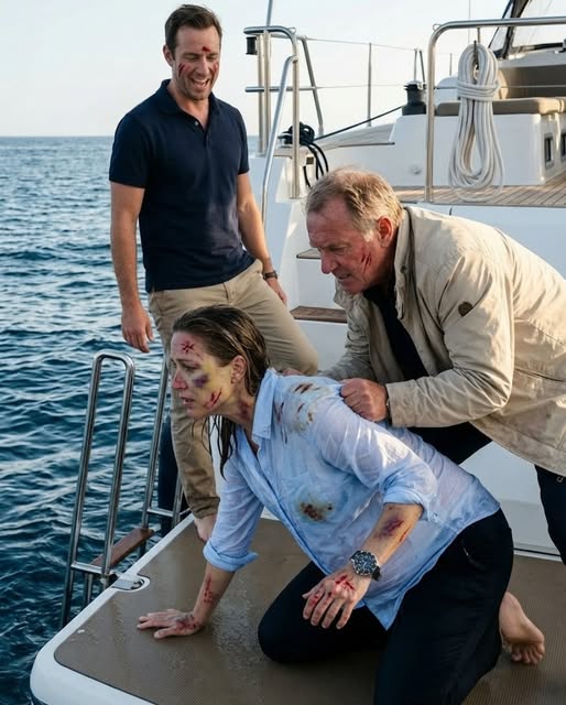 My billionaire father-in-law shoved my pregnant body down the yacht stairs, held my head underwater, and hissed, “I’m killing the wrong bloodline.” My husband laughed—until a Coast Guard officer opened the dive watch’s GPS-and-audio evidence report proving they planned to dump me at sea, and ordered both men to their knees.