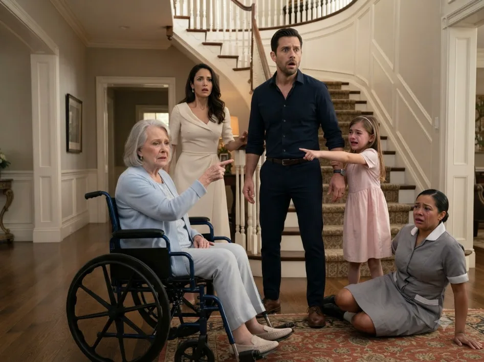 Daniel Thought the Housekeeper Had Tried to Hurt His Disabled Mother—Until His Mute Daughter Ran Into the Foyer and Desperately Reenacted What She Had Really Seen at the Top of the Staircase.