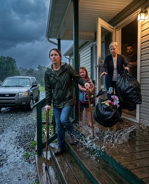 “Take your cane, take the girl, and get off my porch,” Patricia sneered, tossing Rachel’s belongings into the storm. “My son didn’t survive all these years just to spend the rest of his life nursing a broken wife, and if you can’t even walk without help anymore, then maybe you should be grateful we’re giving you the chance to disappear before you become an embarrassment this family has to explain.”