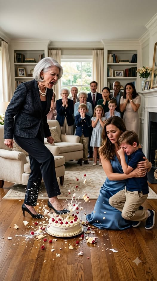 In front of 20 relatives, my 4-year-old son brought a piece of homemade cake to my mother-in-law. She viciously kicked it across the patio, snapping, “Don’t call me Grandma.” I simply hugged my little boy and looked at my husband, completely unaware that later that same afternoon, we’d end up at the hospital—and uncover something even worse...