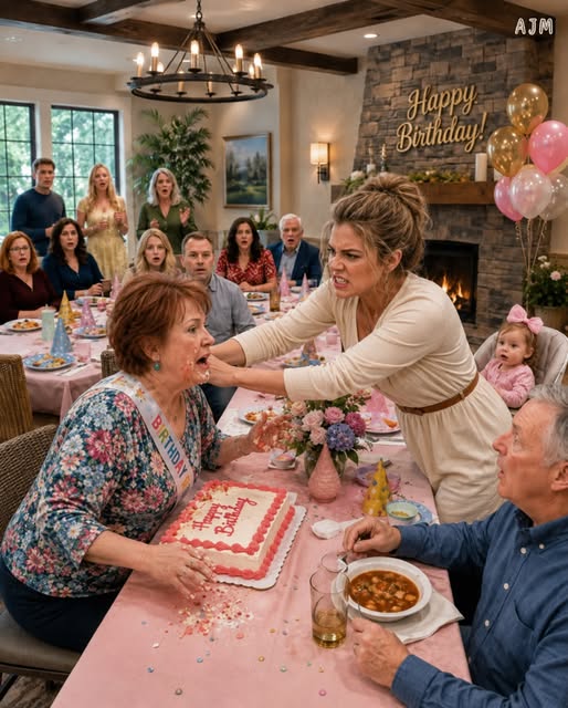 “If that useless little girl inherited your weak blood and can’t even behave at her own grandmother’s birthday, then maybe one slap will teach her what you clearly never could—and if you don’t like it, take your defective child and get out, because my son deserves a wife and daughter who don’t embarrass this family every time they walk into a room.”