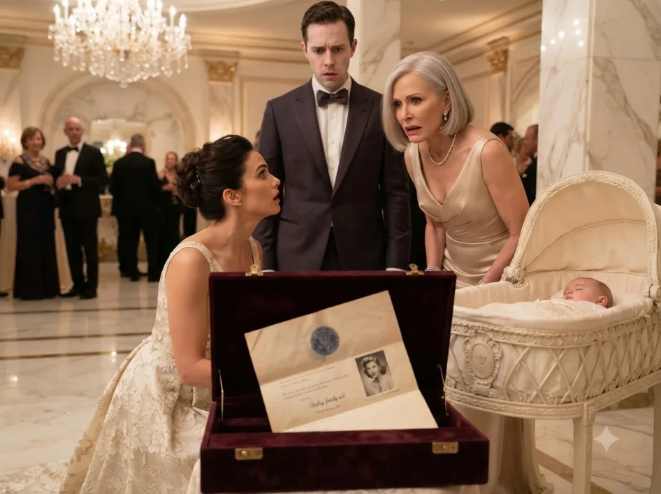 For three years, my billionaire mother-in-law made sure I knew I would never truly be a Sterling. But at my baby’s lavish celebration, one hidden document slipped from her hands—and my husband whispered, “If she reads that, we lose everything.”