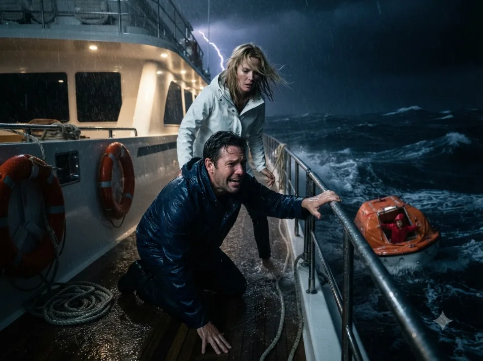 My Wife Threw My Six-Year-Old Daughter Overboard During a Storm—Then a Boat Appeared Beside Her and Someone Started Coming Up From Below Deck.