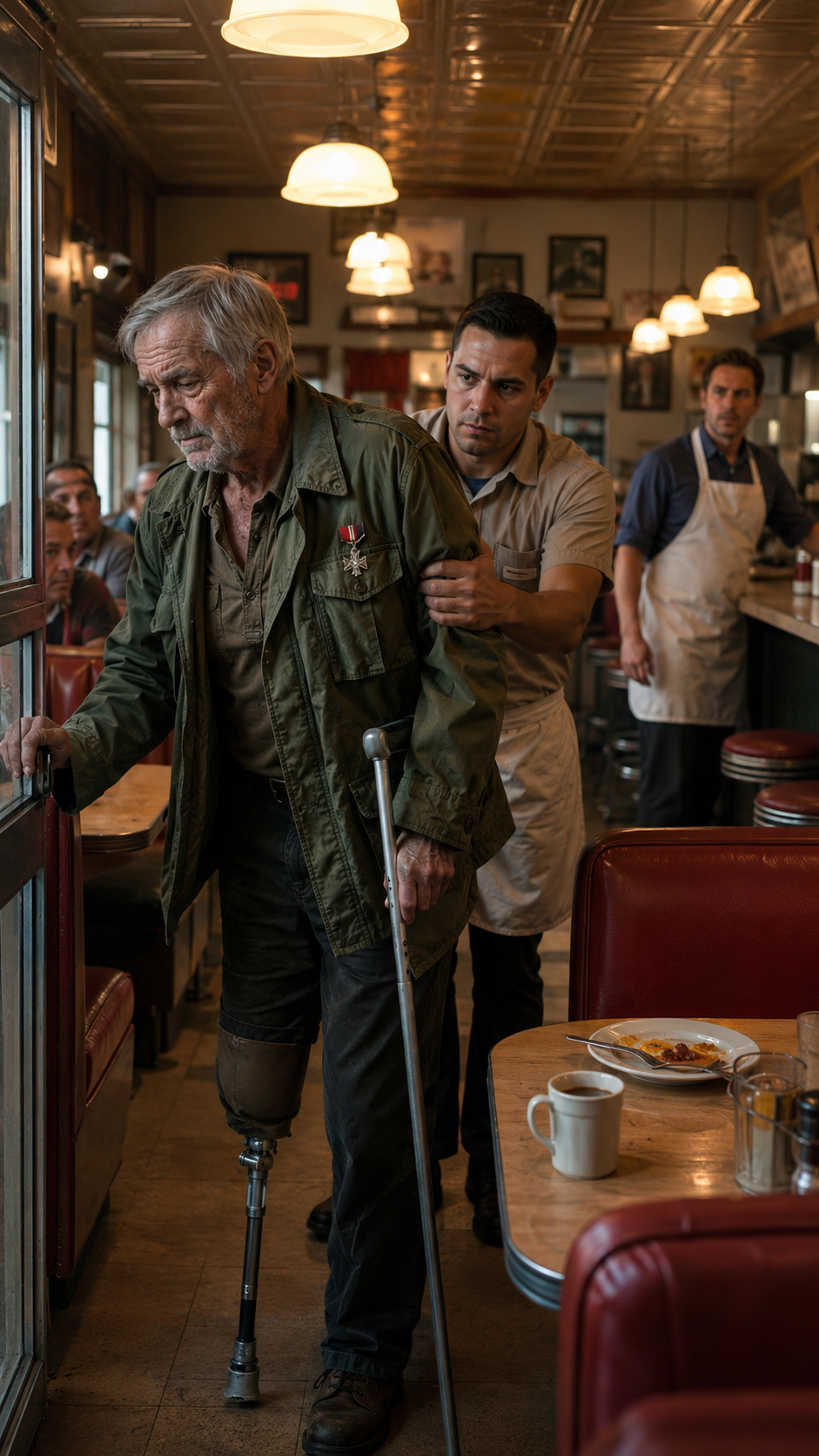 They kicked the one-legged veteran out… then saw his medal