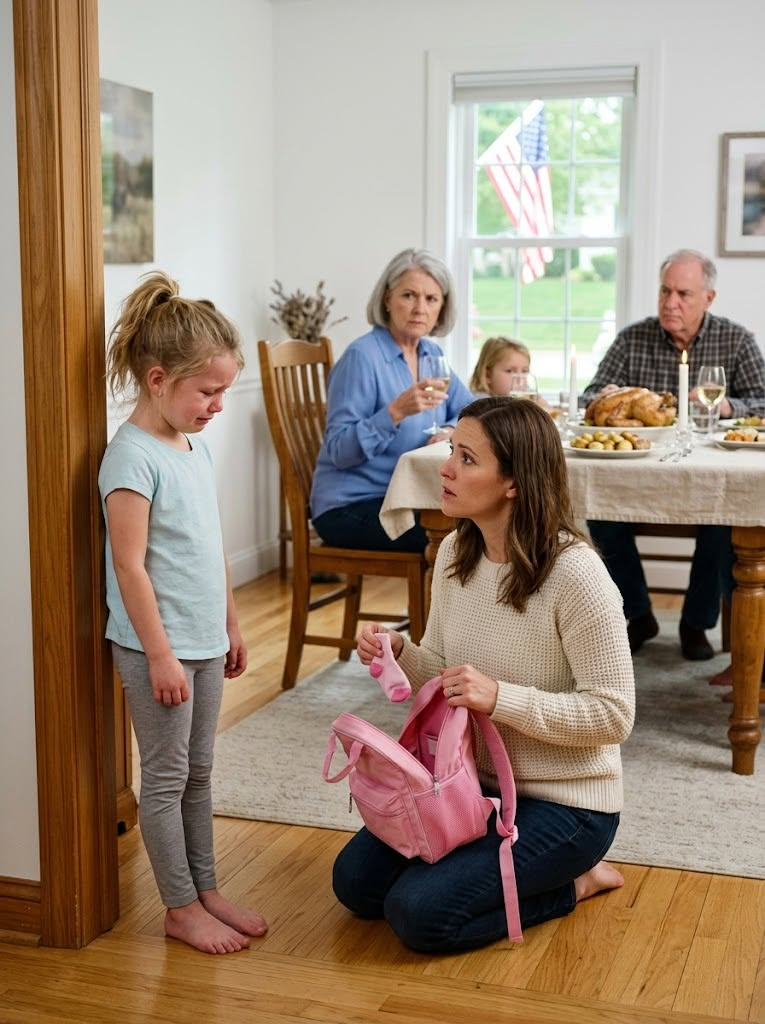 My eight-year-old daughter entered the dining room barefoot, crying and clutching one pink sock.