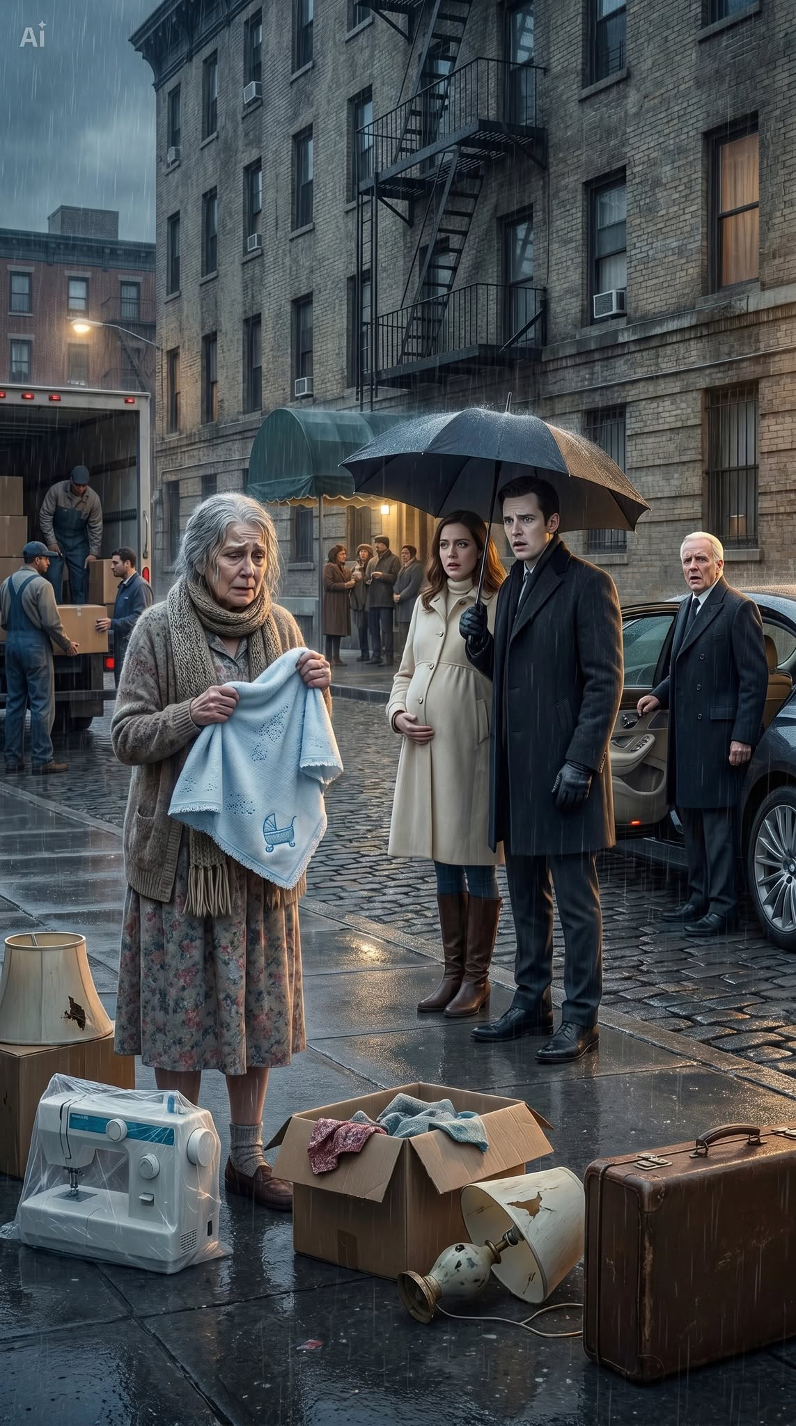 He Evicted an Old Woman in the Rain — Then She Handed Him the Baby Blanket He Was Born In