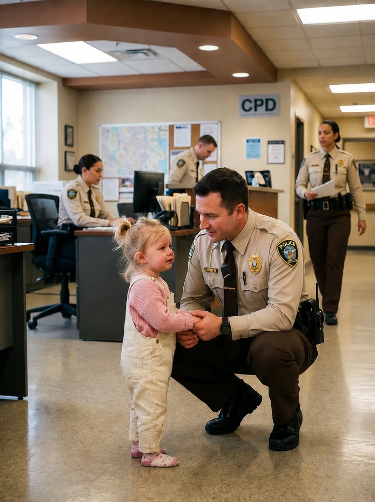 A two-year-old girl walked into a Chicago police station holding her father’s hand and asked if she was going to jail.