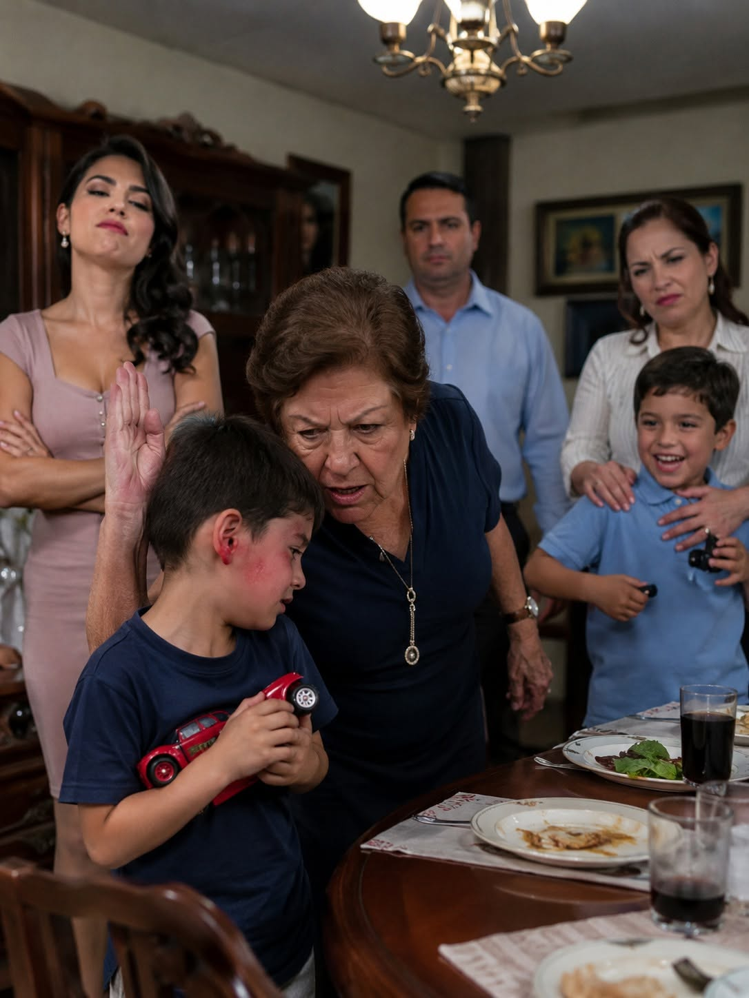 Teresa’s palm struck six-year-old Mateo across the face beside the dining table.