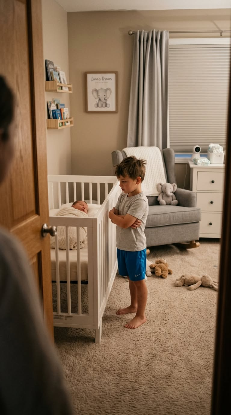 Max planted himself between me and the crib before I could lift my crying newborn.