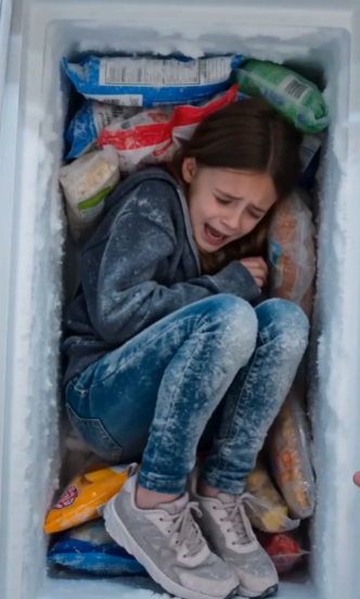 He yanked open the chest freezer and found ten-year-old Lily curled among frozen boxes, frost clinging to her hoodie and jeans.