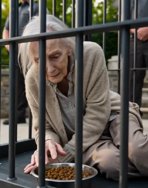 Victoria stood beside the locked steel cage as I rounded the patio wall and saw my seventy-nine-year-old grandmother huddled beside a bowl of dog food.