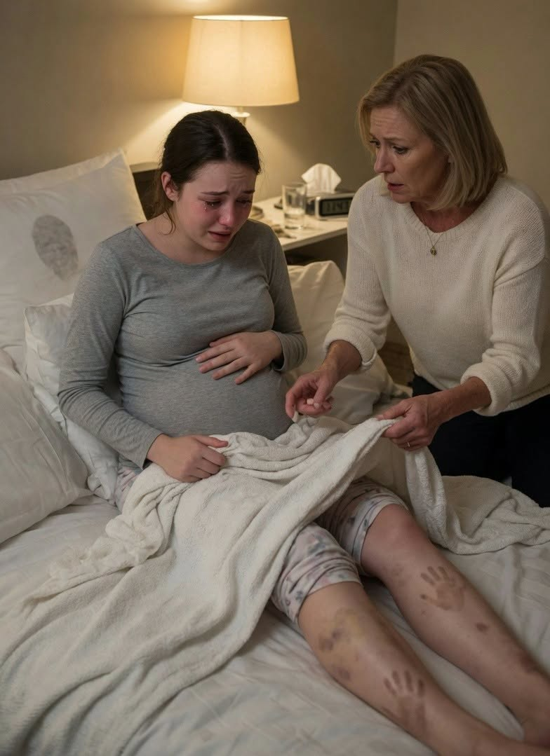 I only came to tuck my seven-month-pregnant daughter into bed.