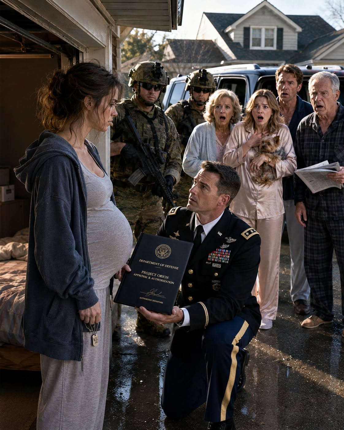 They Forced a Pregnant Military Widow Into a Freezing Garage—Then a Military Convoy Arrived for Her at Dawn