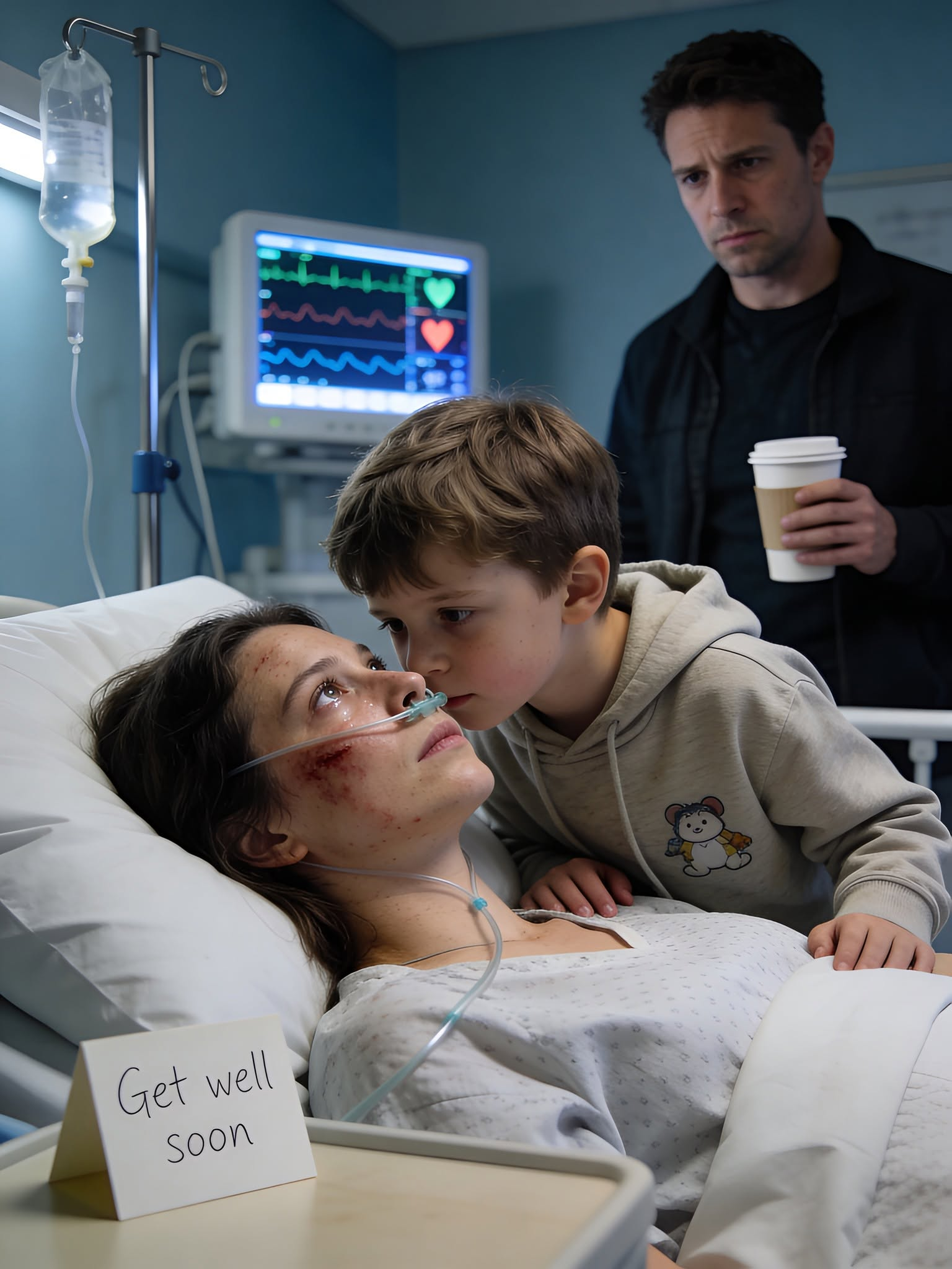 After twelve days in a coma, Emily Carter heard her...