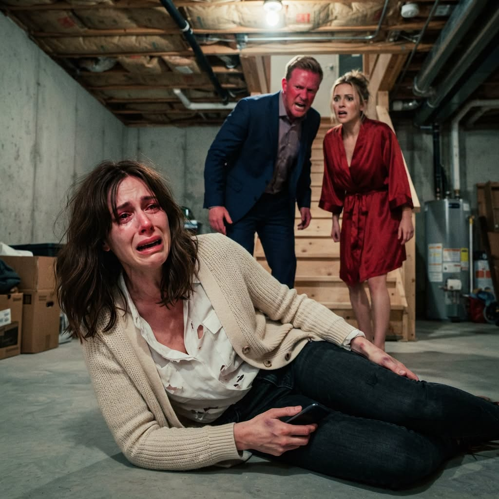 My husband shoved me down the basement stairs while his mistress watched.