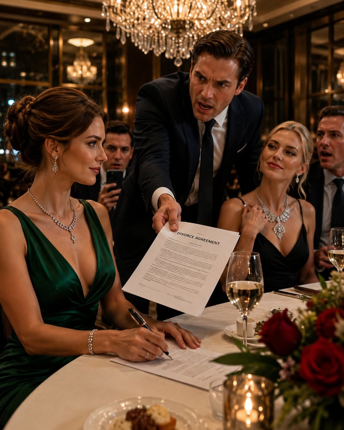 At Their Anniversary Dinner, He Gave Her Divorce Papers—Then She Smiled and Let the Truth Walk In