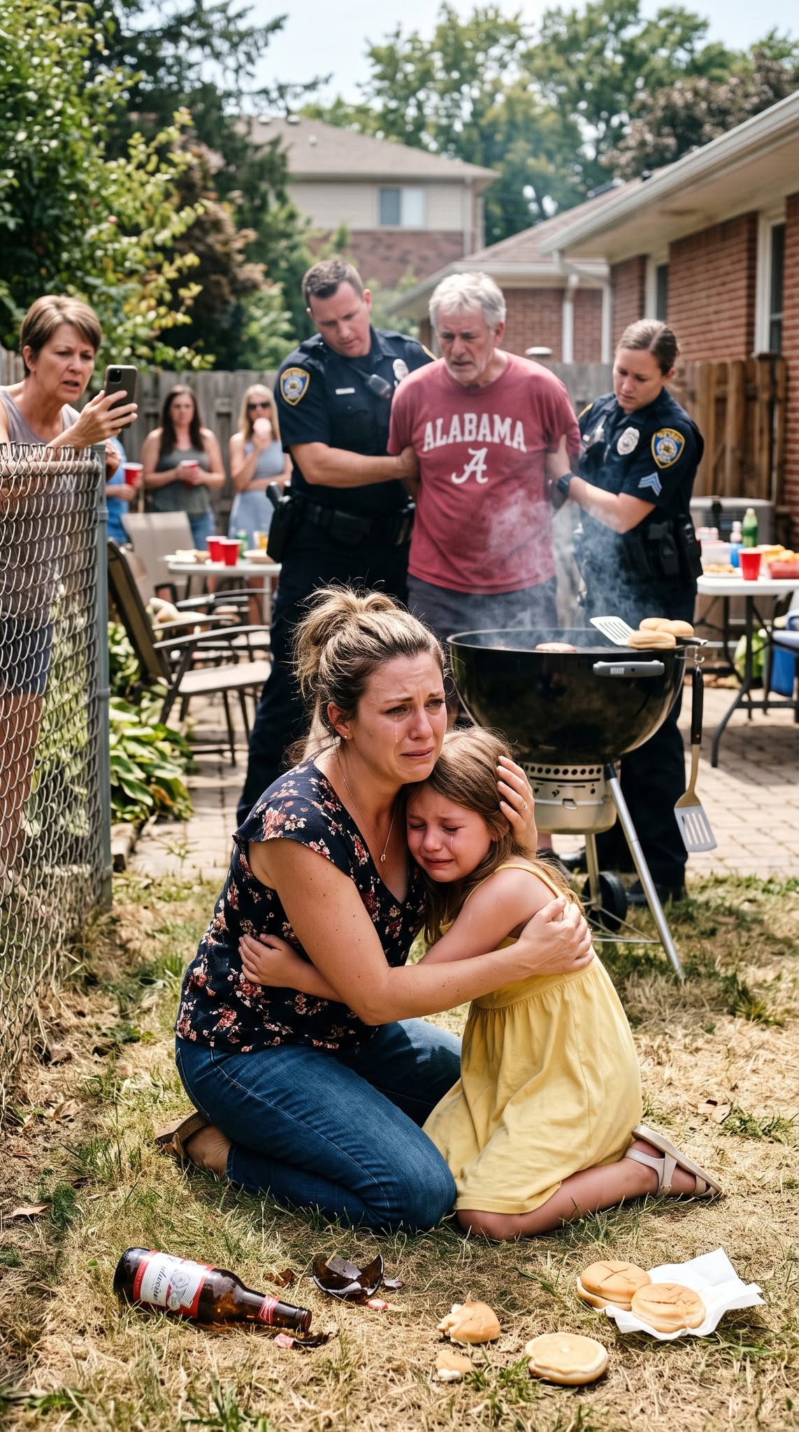 My father pressed a pair of heated barbecue tongs against the back of my seven-year-old daughter’s hand—and then calmly took another sip of his beer.