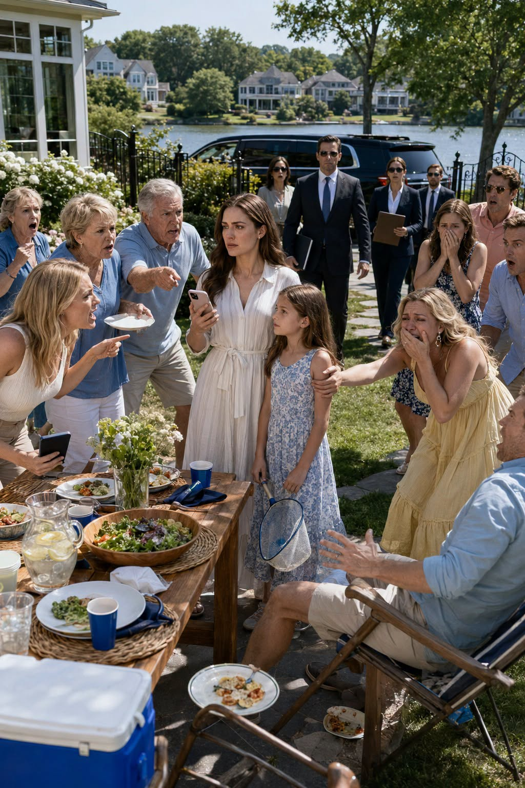 Vanessa snatched Lily’s full plate away before the nine-year-old could take a bite and shoved a long aluminum pool net into her hands.