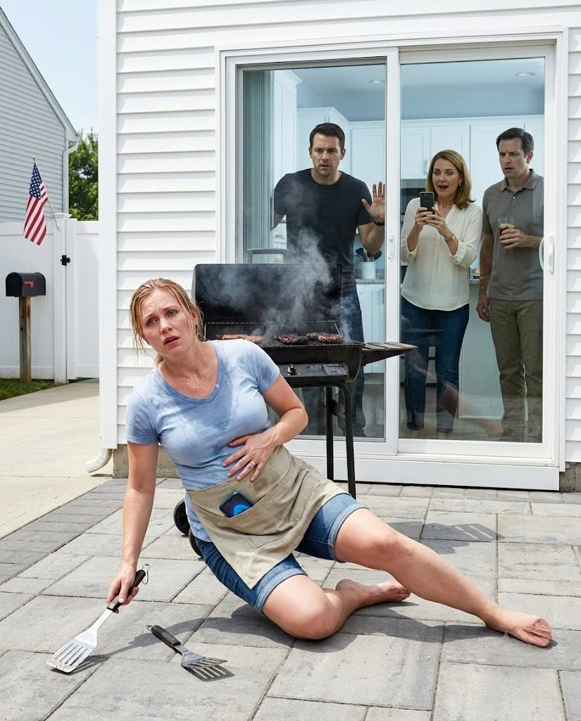 The grill spatula slipped from my hand as the patio tilted beneath my bare feet.