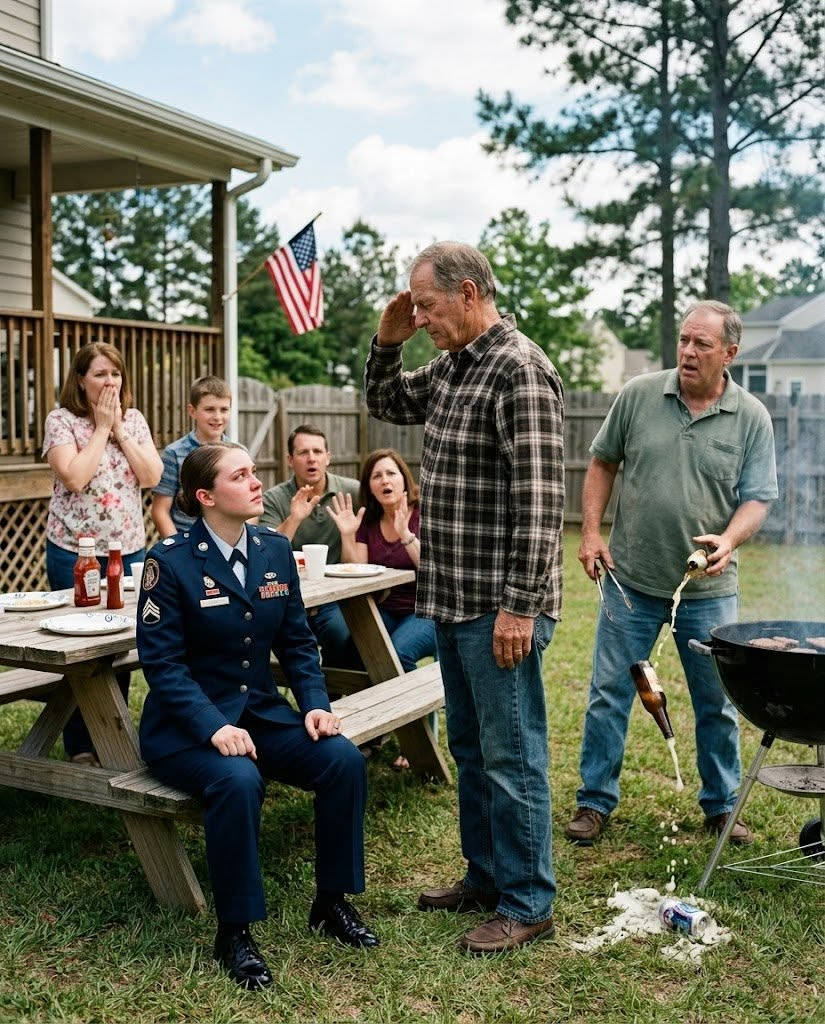 My father slammed his grilling tongs onto the picnic table in front of twenty relatives and pointed at the colonel’s eagles on my shoulders.