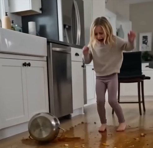 The pot struck my four-year-old daughter before I could reach her.