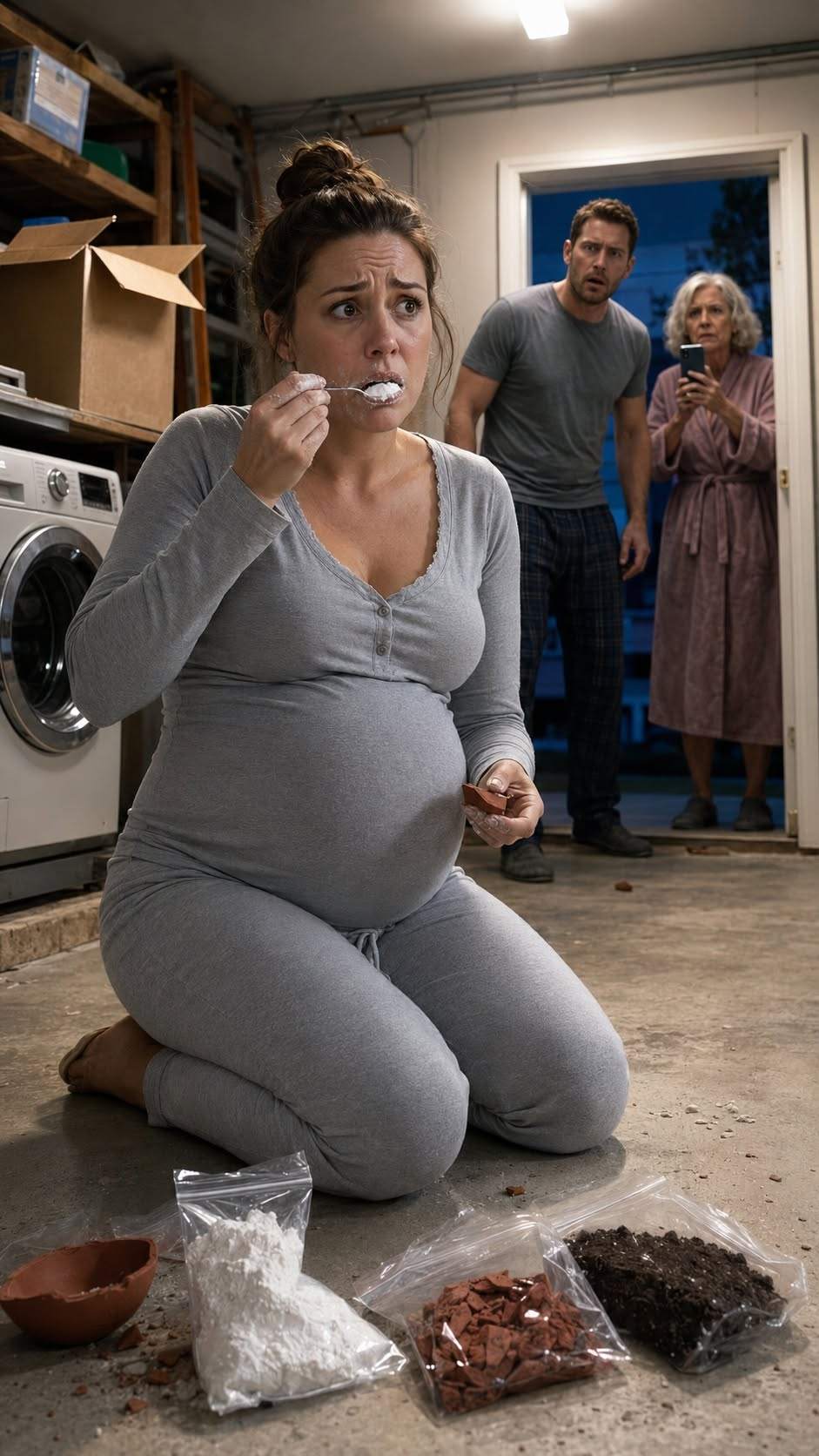 The spoon struck the garage floor, scattering white powder across the concrete as Owen stared at the cornstarch coating my lips.